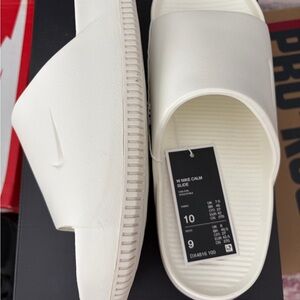 Nike White Calm Slide Sandals